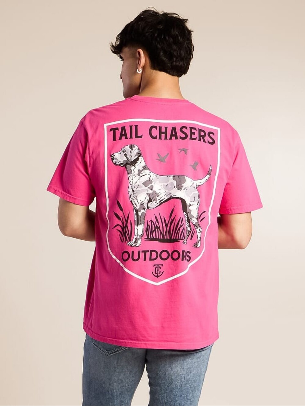 NWT | Tail Chasers Club Dog Outdoors Pink Graphic Tee | Large